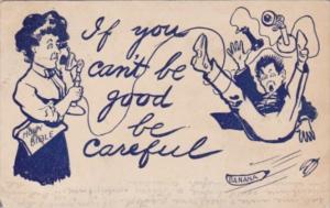 Humour Couple On Telephone If You Can't Be Good Be Careful 1909