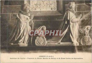 Postcard Old Gizeux (I and L) Interior of the Church Tomb Messir Martin du Be...