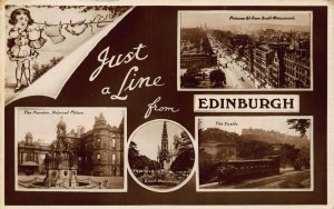 EDINBURGH SCOTLAND UK~JUST A LINE GRAPHIC~MULTI IMAGE~1930s PHOTO POSTCARD