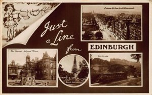 EDINBURGH SCOTLAND UK~JUST A LINE GRAPHIC~MULTI IMAGE~1930s PHOTO POSTCARD