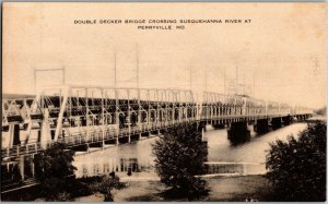 Double Decker Bridge, Susquehanna River Perryville MD Vintage Postcard G62