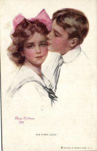 PC ARTIST SIGNED, PHILIP BOILEAU, HER FIRST LOVE, Vintage Postcard (b47351)
