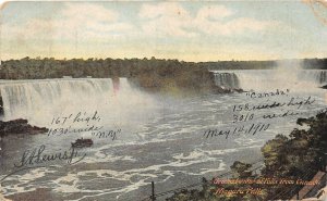 Niagara Falls New York 1910 Postcard General View Of The Falls From Canada