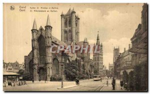 Postcard Old Gent St Nicolas Church and Belfry