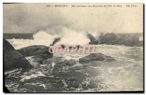 Old Postcard Roscoff Sea Furious to Brisants I & # 39lle Batz