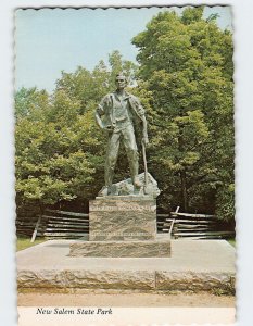 Postcard Lincoln Statue, New Salem State Park, New Salem, Illinois