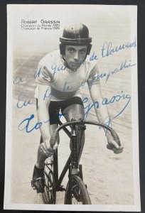 Mint RPPC Postcard Robert Grassin Cyclist Champion Du Monde 1925 Autographed