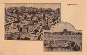 Kaphernaum Capernaum Israel Multiview Ruins Boat Pier Antique Postcard J75326