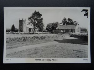 Somerset Mendip Hills PRIDDY Church of St Lawrence & School c1960s RP Postcard