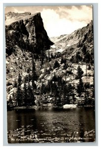 Vintage 1940's RPPC Postcard Mt. Hallett Nymph Lake Rocky Mountains Park CO
