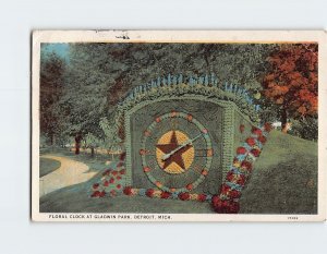 Postcard Floral Clock At Gladwin Park, Detroit, Michigan