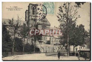 Old Postcard Laon Avenue de la Republique and St. Martin's Church