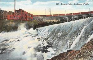 SPOKANE, WA Washington    LOWER FALLS   Monroe Street Dam   c1910's Postcard