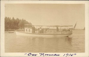 Squirrel Island ME Cancel Small Steamer Boat NORMAN 1910 Real Photo Postcard