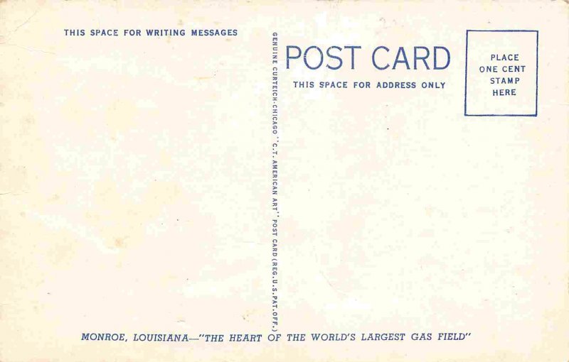 Lovers Lane Monroe Louisiana linen postcard