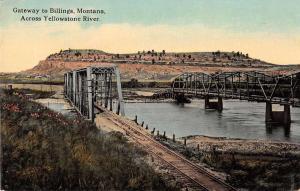 Billings Montana Yellowstone River Bridge Antique Postcard J66841
