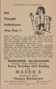 Advertising Muenchner Kalbshaxen At Mader's German Restaurant Milwaukee ...