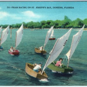 c1910s Dunedin, FL Pram Racing St Joseph's Bay Children Boat Race Linen PC A145