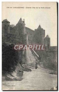 Old Postcard Chateau Cite Carcassonne Grande Cote Porte d'Aude Advertisement ...