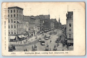 1905 Indianapolis Indiana Postcard Washington Street Looking East Building Road