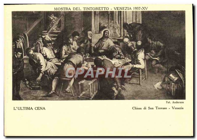 Old Postcard Mostra Del Tintoretto Venezia The ultima Cena