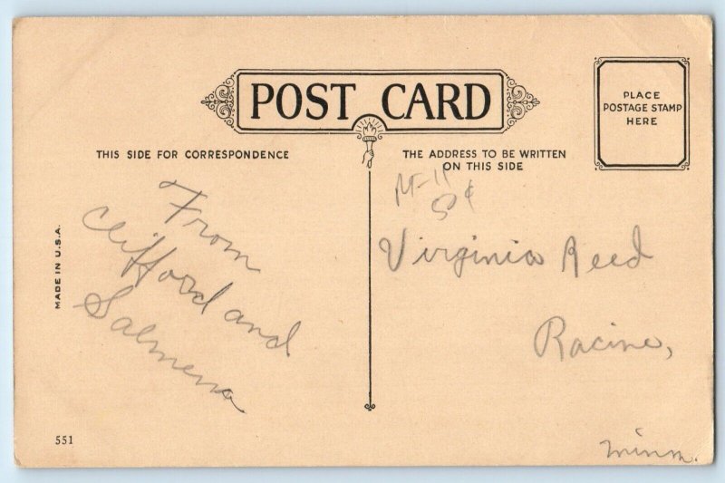 c1910's Easter Bunny Rabbit Children Eggs Basket Racine Wisconsin WI Postcard