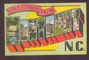 GREETINGS FROM MONTREAT NORTH CAROLINA VINTAGE LARGE LETTER LINEN POSTCARD