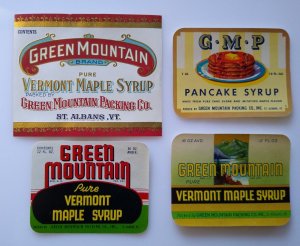 Green Mountain Pancake Maple Syrup Paper Labels Original Vintage 1930's Lot Of 4