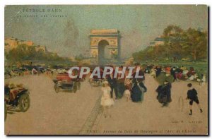 Old Postcard Paris Avenue du Bois de Boulogne and Arc de l'Etoile Petrole Hah...