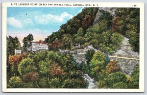 1938 Rip's Lookout Point On Van Winkle Trail Catskill Mts. NY Posted Postcard
