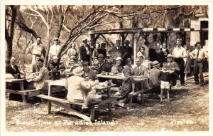 E36/ Paradise Island Florida Fl Real Photo RPPC Postcard? c20s Lunch Crowd