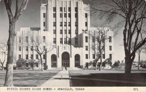 Potter Country Texas Court House, Black and White, Amarillo, Texas,Old Postcard