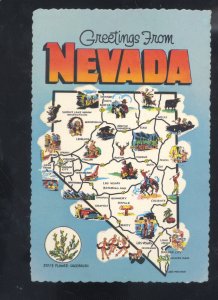 GREETINGS FROM NEVADA STATE MAP POSTCARD