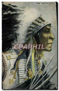 Postcard Old Wild West Cowboy Indian Chief Wold Dress