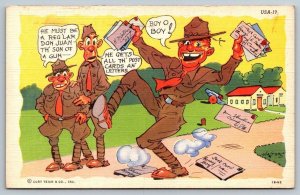 Vintage Saucy Cartoon Humor Postcard - US Army - Don Juan