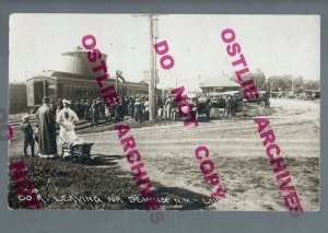 Luverne MINNESOTA RPPC 1918 DEPOT Train Station WW1 TROOPS Leaving nr Adrian