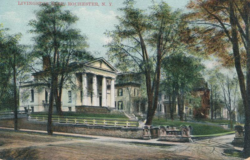 Homes (DAR Home on corner) at Livingston Park, Rochester, New York - DB