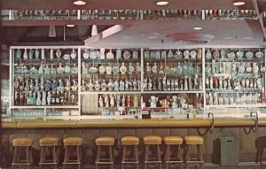 Reno Nevada Horseshoe Club Beam Bottle Collection Bar Interior Postcard AA31033