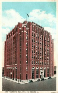 Vintage Postcard 1920's New Telephone Building Des Moines IA Iowa