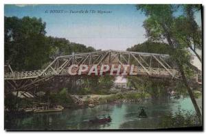 Old Postcard Poissy Footbridge & # 39IIe Migneiaux