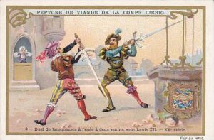 Liebig Trade Card S.623 Duelling No 3 Duel de lansquenets a l'epee a deu...