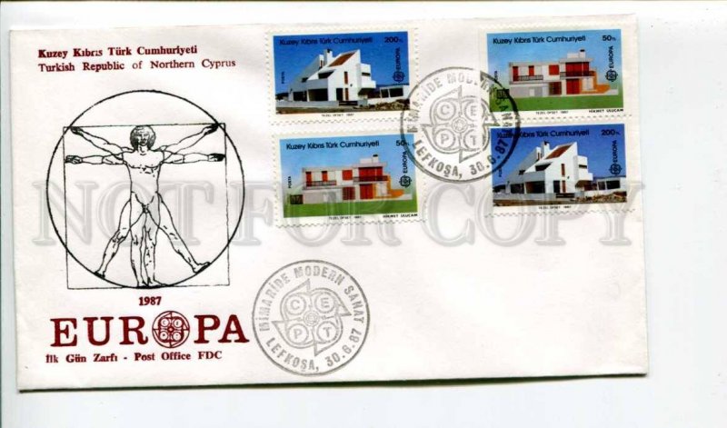 293249 Turkish Northern Cyprus 1987 year First Day COVER EUROPA architecture