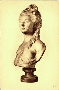 Bust of Woman Caffieri sculpture Versailles Library JJ Postcard