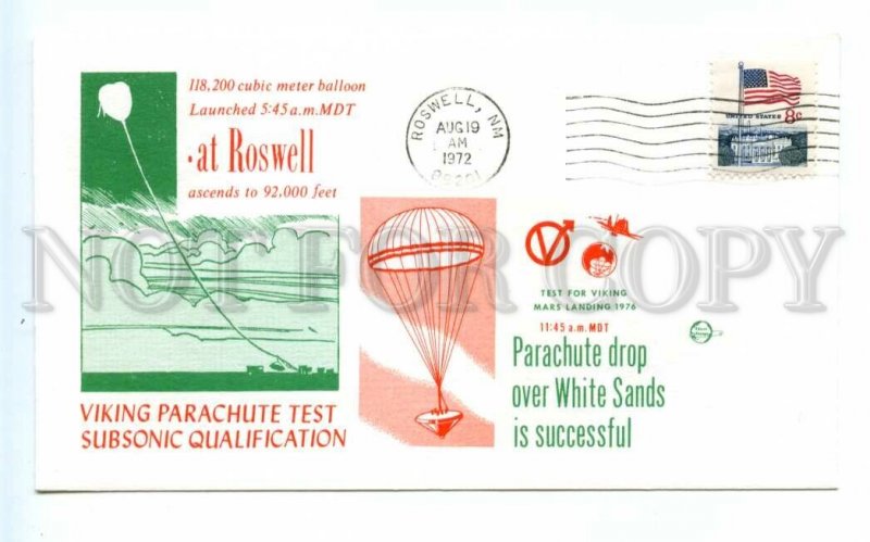494843 USA 1972 year Viking Parachute test Roswell special cancellation SPACE