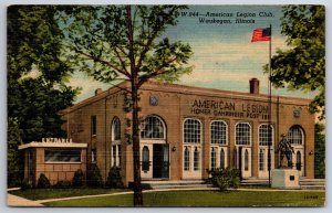 Waukegan Illinois~Homer Dahringer American Legion Club Bldg~Vtg Linen Postcard