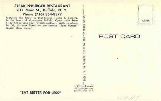 NY, Buffalo, New York, Steak N'Burger Restaurant, Colourpicture A94071