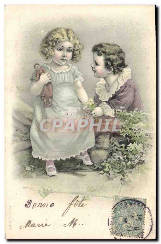 Old Postcard Fun Children Children Doll