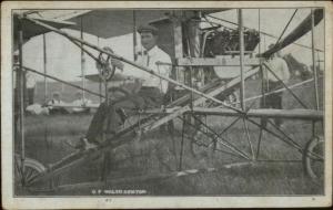 Pioneer Aviation Pilot GF Walsh in Airplane c1910 Postcard