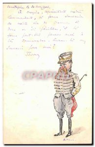 Old Postcard Drawing by hand Military Hotel St Georges Mustapha Superieur Alg...