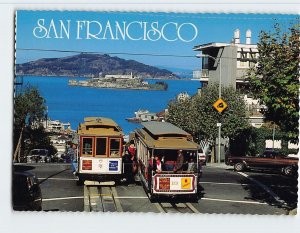 Postcard Cable cars passing on Hyde Street, San Francisco, California